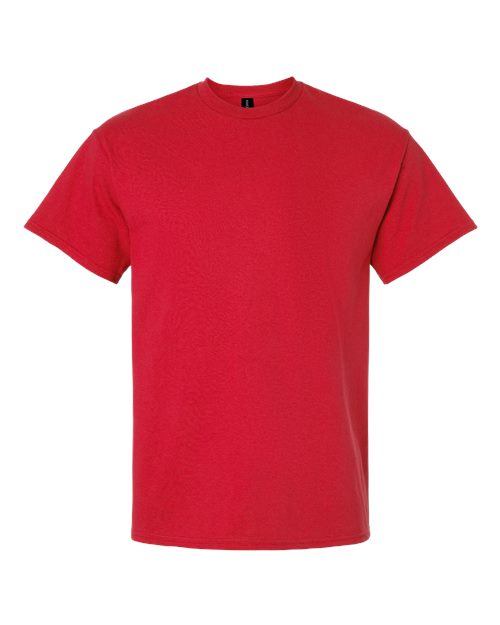 Red t-shirt flat lay