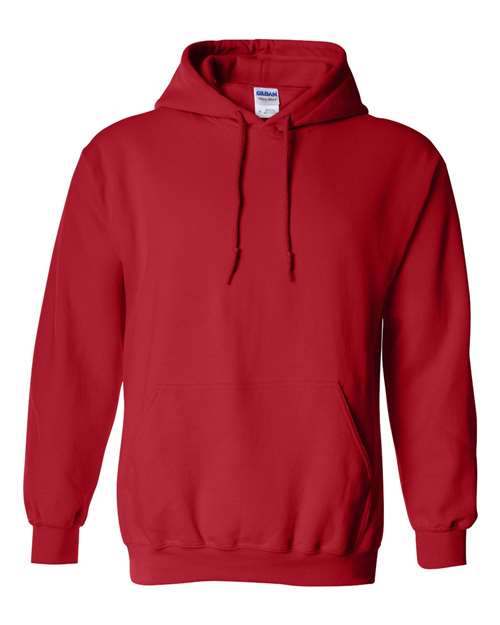 Red Gildan Heavy Blend Hoodie – Front | Cotton-blend | Custom hoodies by Canadian Custom Jerseys in Canada
